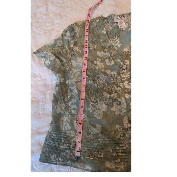 Kari New York Women's 2PC Floral Dress Suit Set Size 16 Blue Green Career - Picture 7 of 9